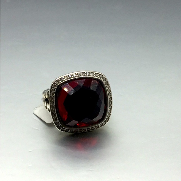 David Yurman Jewelry - Gorgeous David Yurman Rich Red Garnet Ring w Diamonds! SZ  8.5”